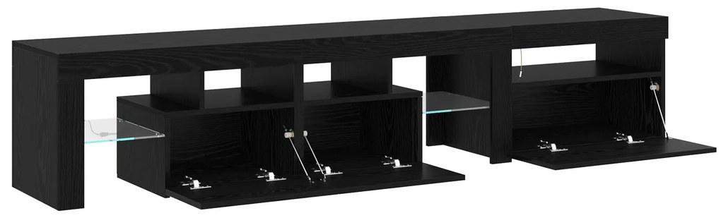 Gabinetes de TV vidaXL 2 peças com luzes LED de carvalho preto em made