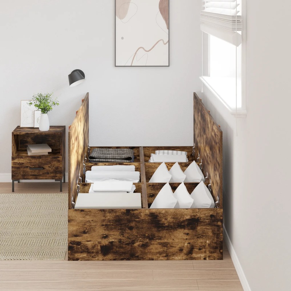 Estrutura de Cama com Arrumação vidaXL Carvalho Fumado 100x200 cm