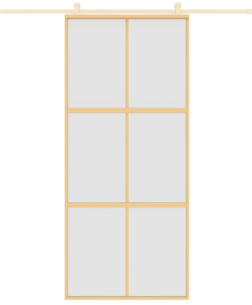 Porta deslizante 90x205 cm vidro ESG fosco/alumínio dourado