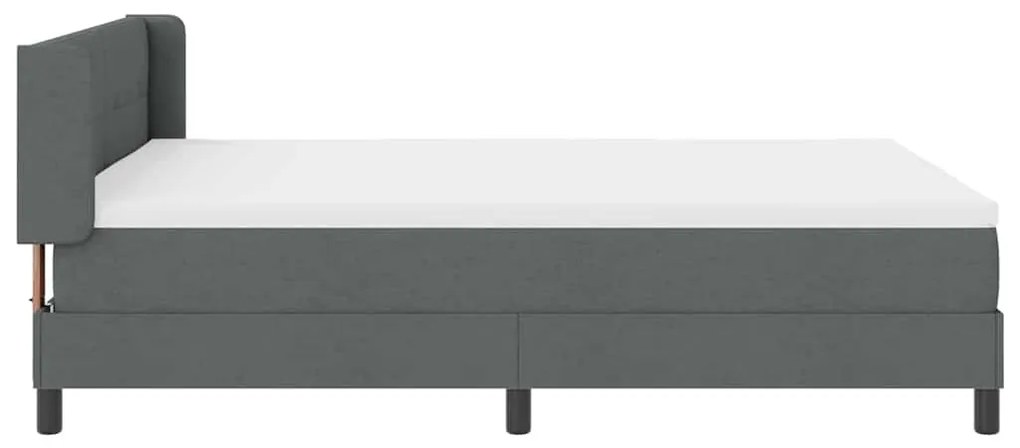 Cama Box Spring com Colchão Cinza Escuro, 140 x 200 cm, Tecido