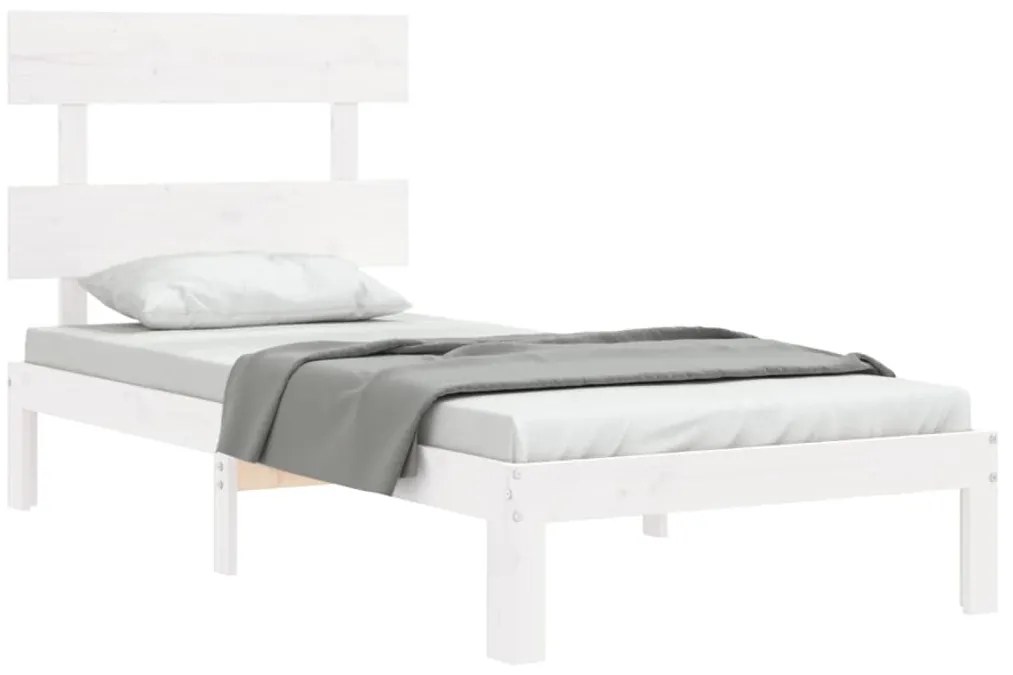 Cama sem colchão 100x200 cm madeira de pinho maciça branco