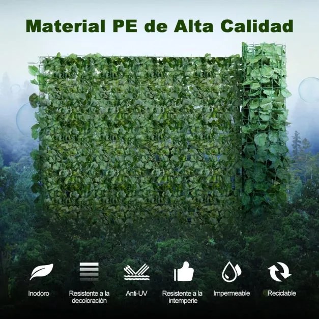 Cerca de Sebe artificial com folhas de hera para decoração de jardim Parque de privacidade para varanda 150 x 240 cm Verde