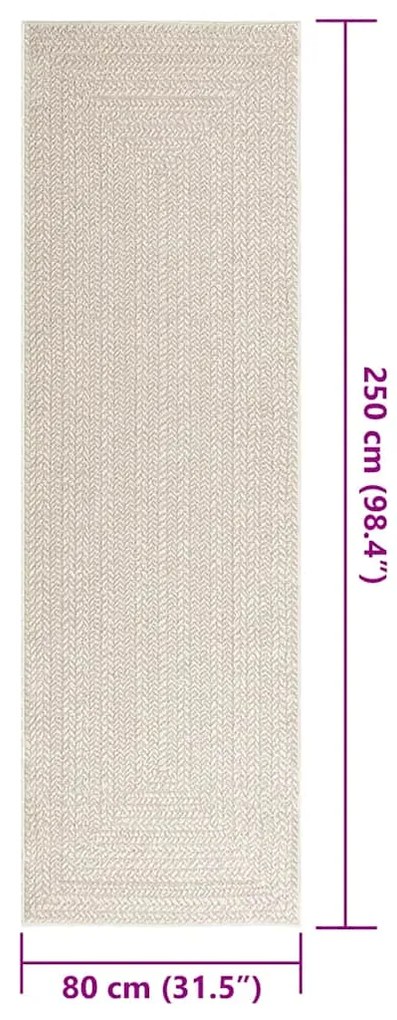 Tapete ZIZUR creme 80x250cm aspeto de juta interior e exterior