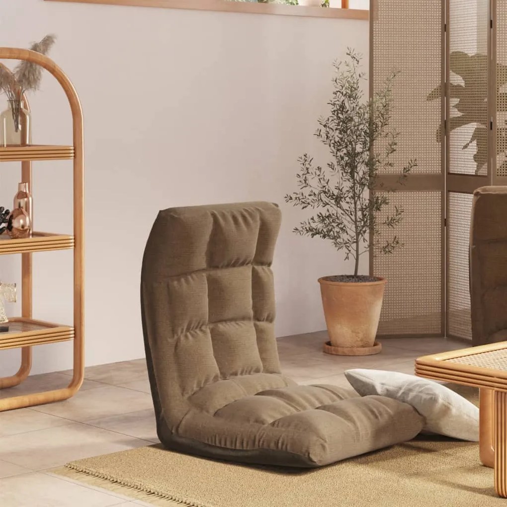 vidaXL Colchão/cadeira de piso dobrável tecido cinzento-acastanhado