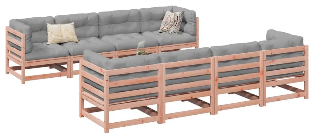vidaXL 9 pcs conj. sofás jardim c/ almofadões madeira abeto-de-douglas
