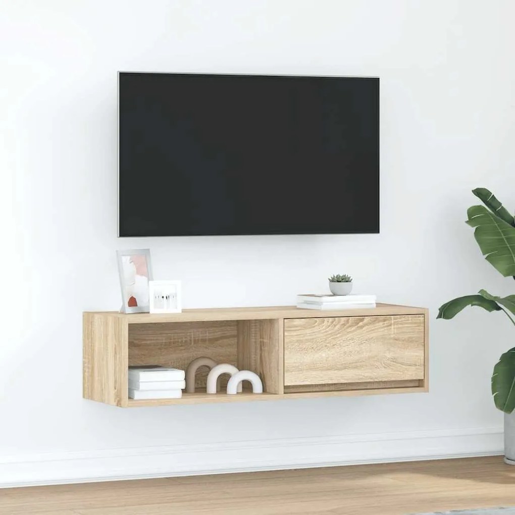 vidaXL Móvel p/ TV 100x31x25,5 cm madeira processada carvalho sonoma