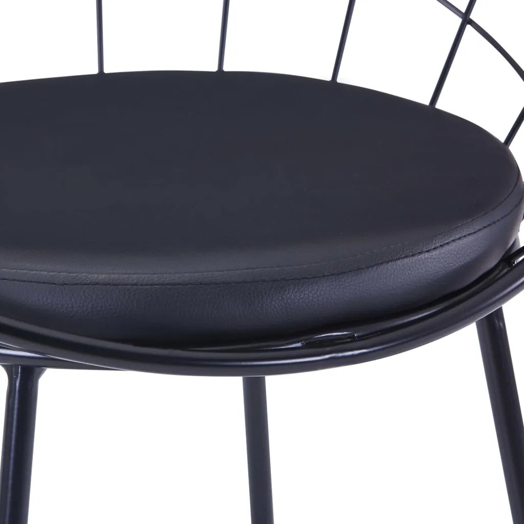 Cadeiras jantar c/ assentos em couro artificial 2 pcs aço preto