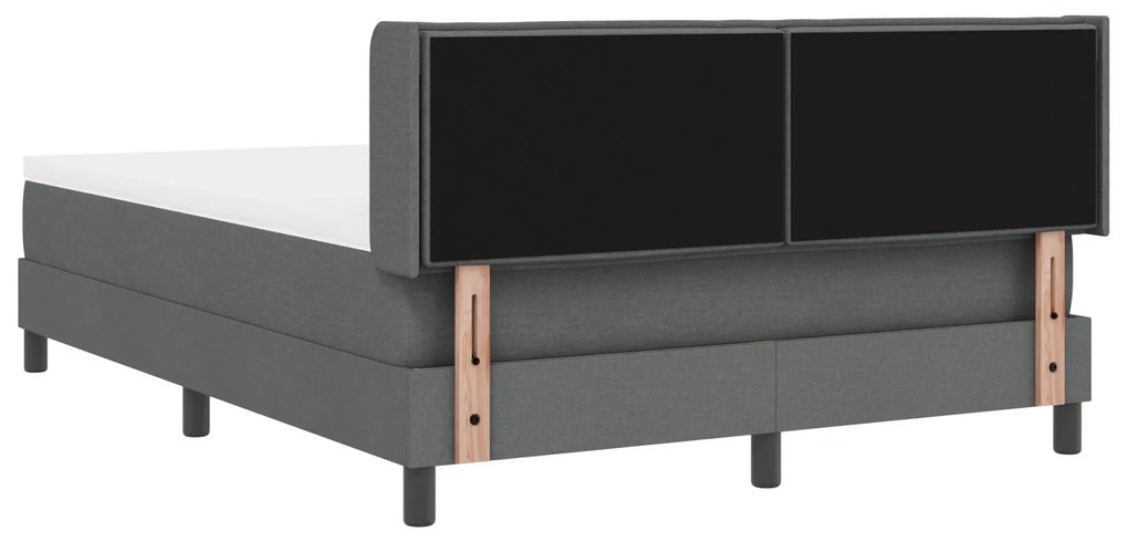 Cama Box com Colchão Cinza Escuro 140x200 cm Tecido, Cabeceira com Des