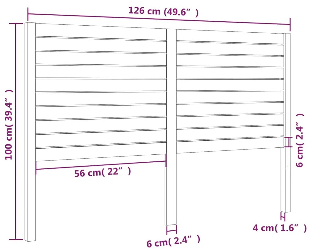 Cabeceira de cama 126x4x100 cm pinho maciço preto