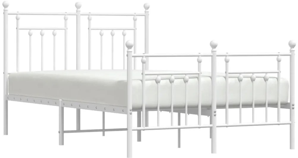 Estrutura de cama com cabeceira e pés 120x190 cm metal branco