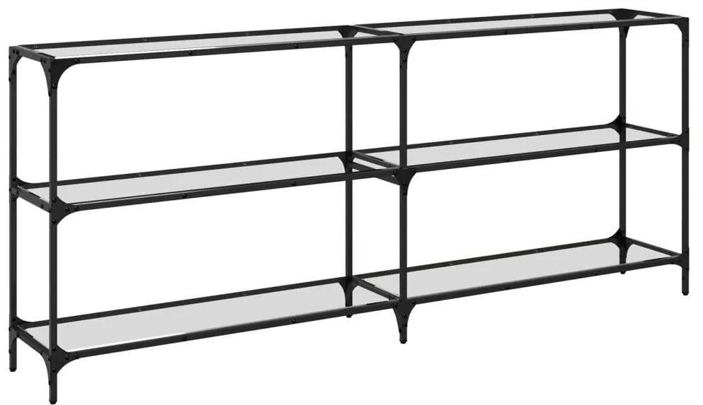 Mesa consola com tampo em vidro transparente 194,5x30x81 cm aço