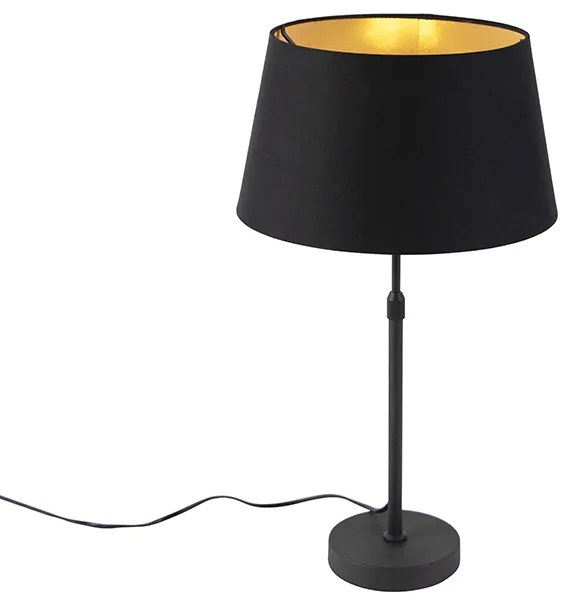 Candeeiro de mesa preto com cúpula preta com dourado 35 cm - Parte