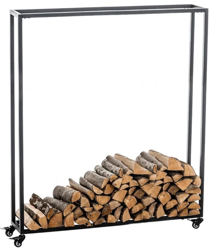 Suporte para lenha Hetta 25 x 100 x 150 cm Preto