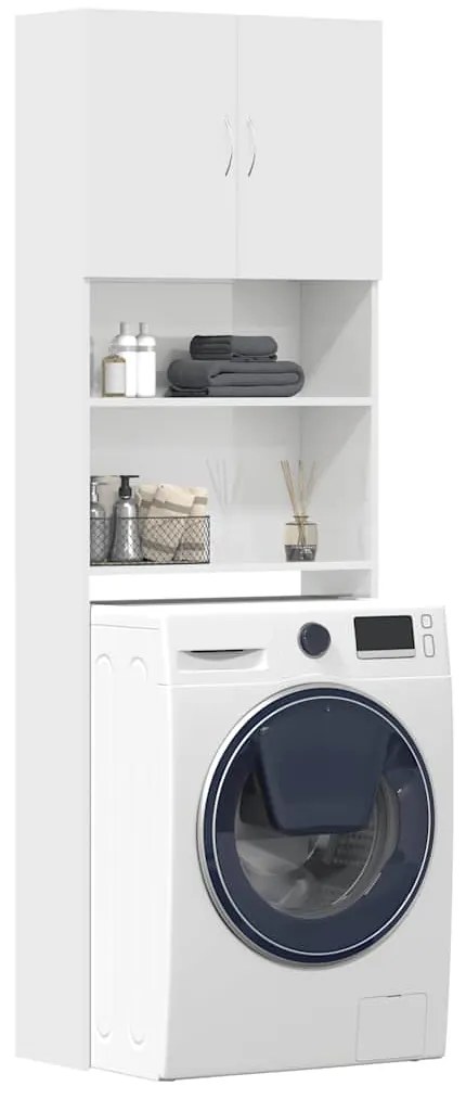 vidaXL Armário máquina lavar roupa deriv. madeira branco alto brilho