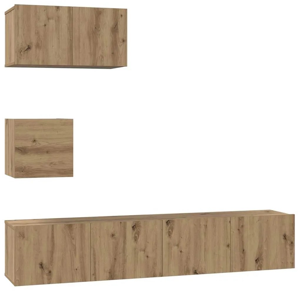 Conjunto de móvel de TV com prateleira 4 pcs carvalho artisiano