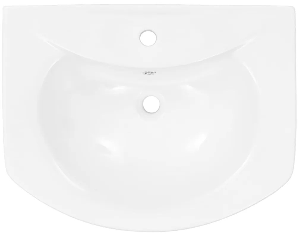 Lavatório com coluna cerâmica branco 650x520x200 mm