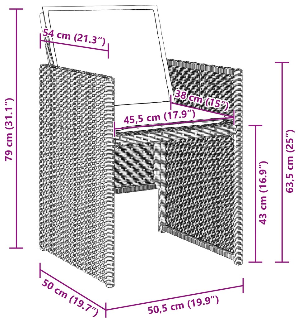 Conjunto de Jantar de 9 Peças com Almofadas Cinza Claro Polyrattan