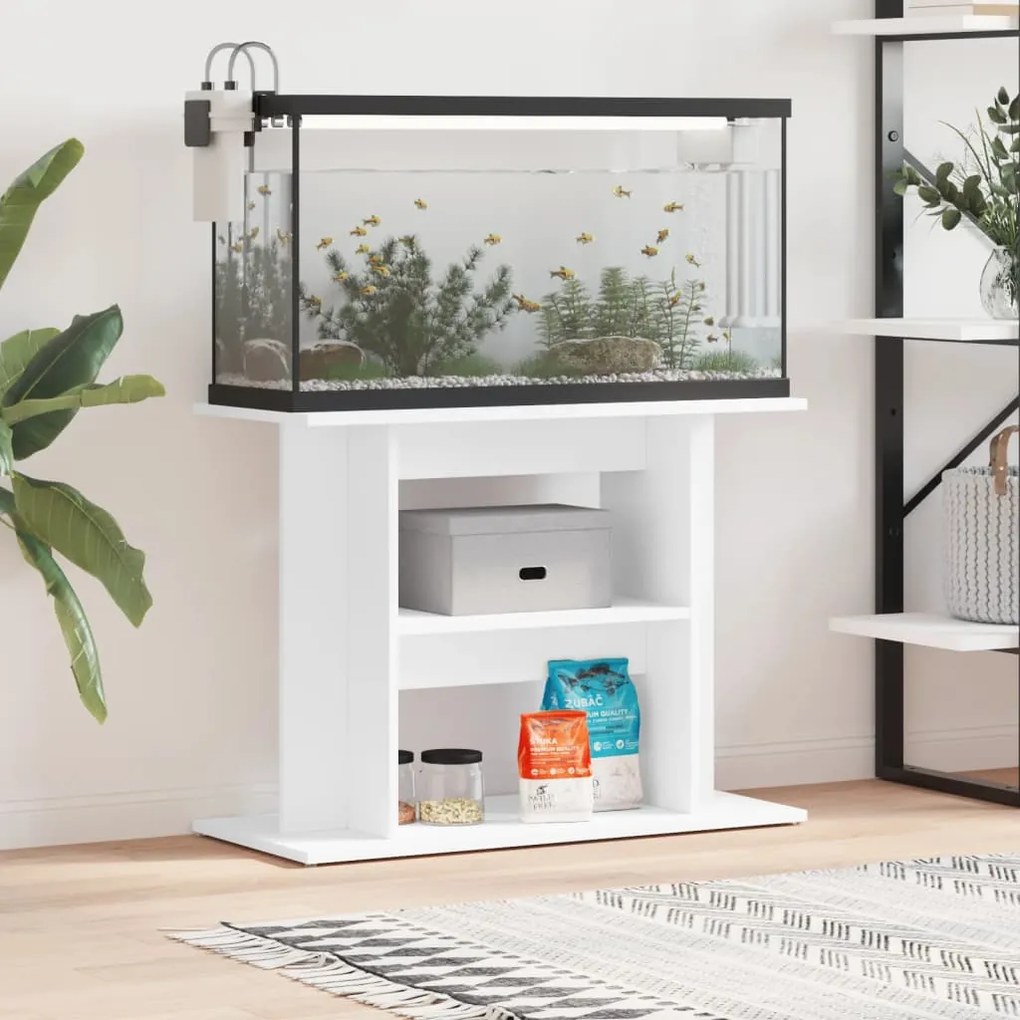 833575 vidaXL Suporte de aquário 80x35x60 cm derivados de madeira branco