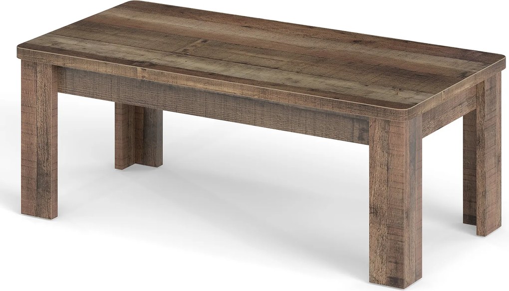 Mesa de Centro Retangular, 120 x 60 x 46 cm, Tampo com Textura Vintage, Castanho