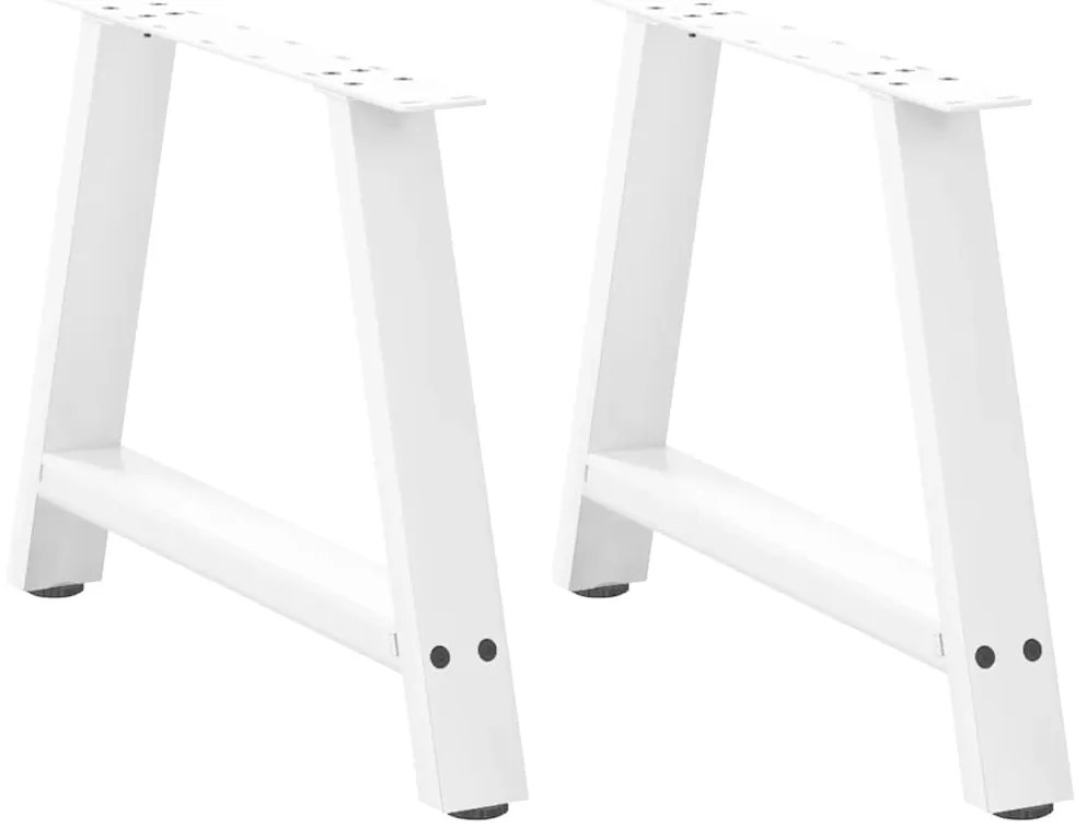 vidaXL Pés para mesa de centro em formato A, 2 peças, branco, 70x (42-43) cm, aço