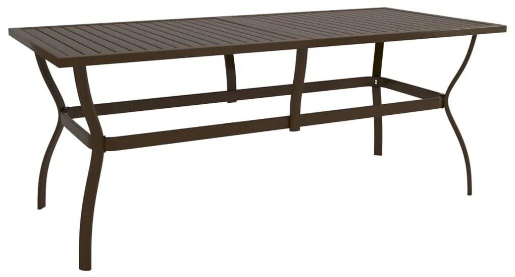 312281 vidaXL Mesa de jardim 190x80x72 cm aço castanho
