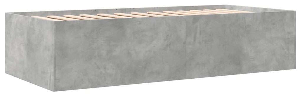 Sofá-cama com gavetas sem colchão 75x190 cm cinzento cimento