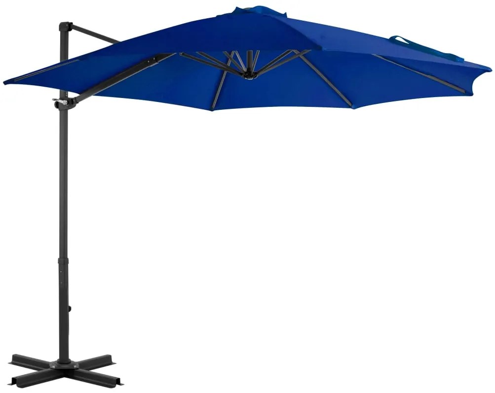 Guarda-sol cantilever com poste alumínio 300 cm azul ciano