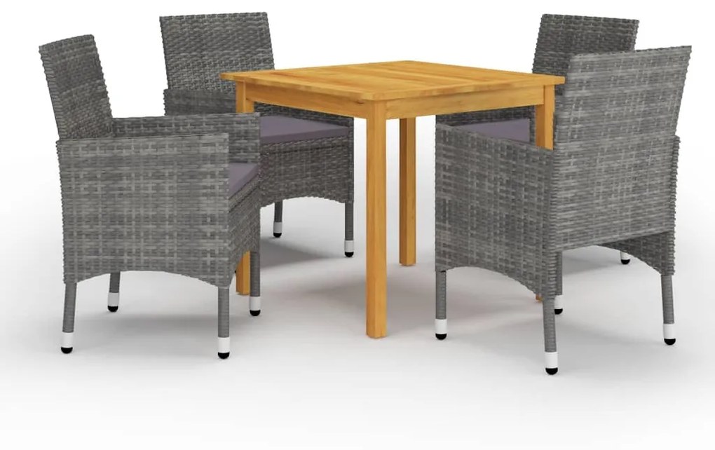 vidaXL 5 pcs conjunto de jantar para jardim cinzento