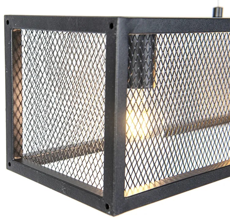 LED Candeeiro de suspensão industrial inteligente preto incl. 4 WiFi A60 - Cage Wire Industrial