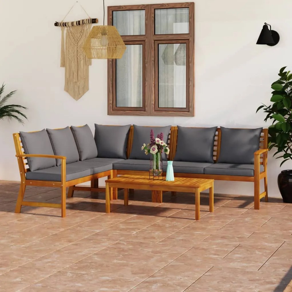 vidaXL 5 pcs conjunto lounge de jardim c/ almofadões acácia maciça