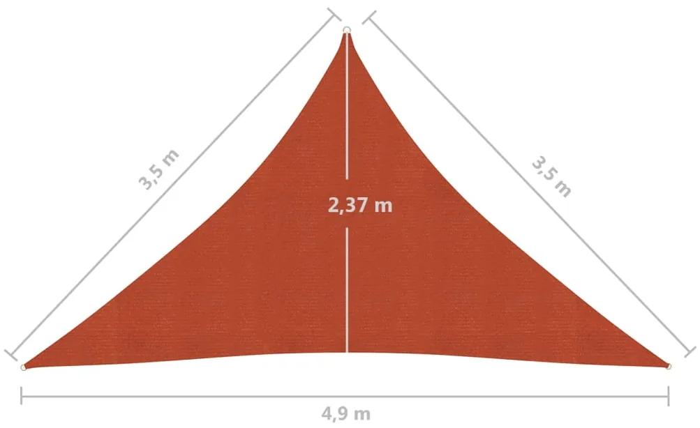 Para-sol estilo vela 160 g/m² 3,5x3,5x4,9 m PEAD terracota