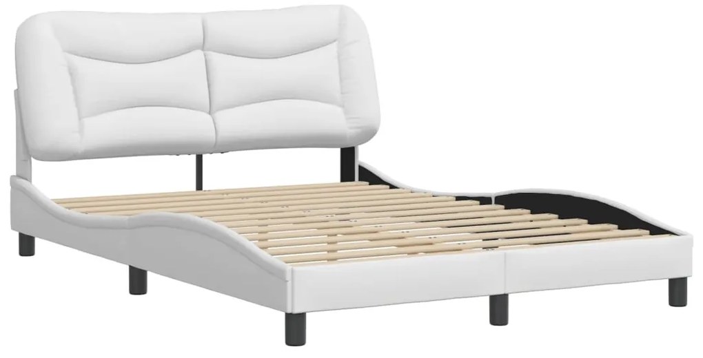 Estrutura cama c/ cabeceira 140x200 cm couro artificial branco