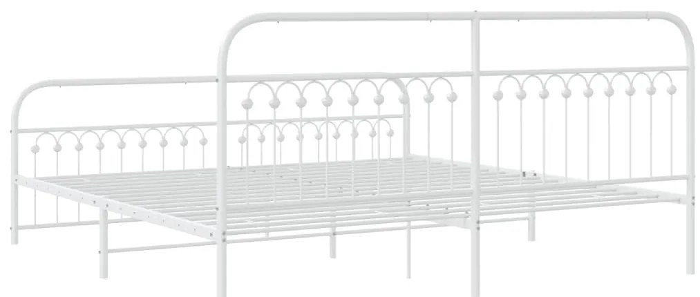Estrutura de cama com cabeceira e pés 193x203 cm metal branco