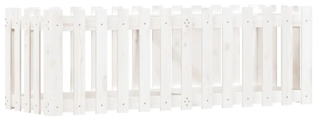Canteiro elevado c/design cerca 150x50x50 pinho maciço branco