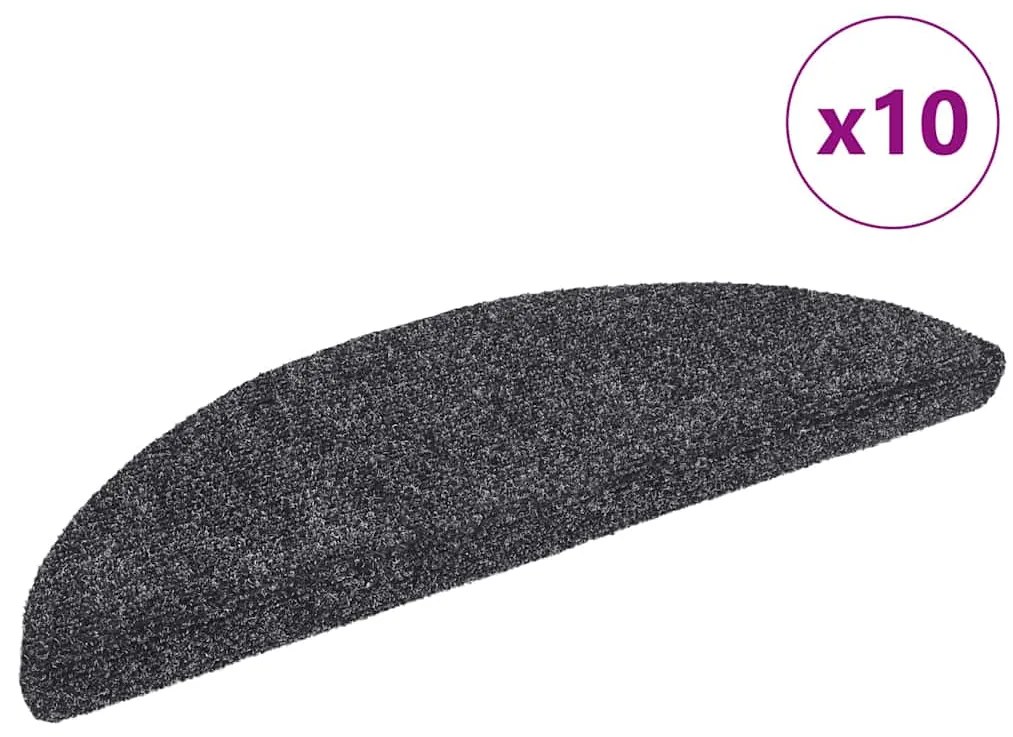 vidaXL Tapetes de escada autoadesivos 10 pcs 56x17x3 cm cinza-escuro