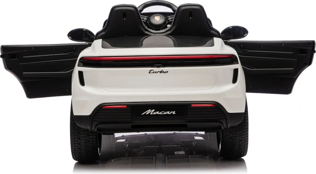 Carro elétrico para Crianças 2 a 6 anos 12V 4x4 Porsche Macan, Rodas de espuma EVA, Controle remoto Branco