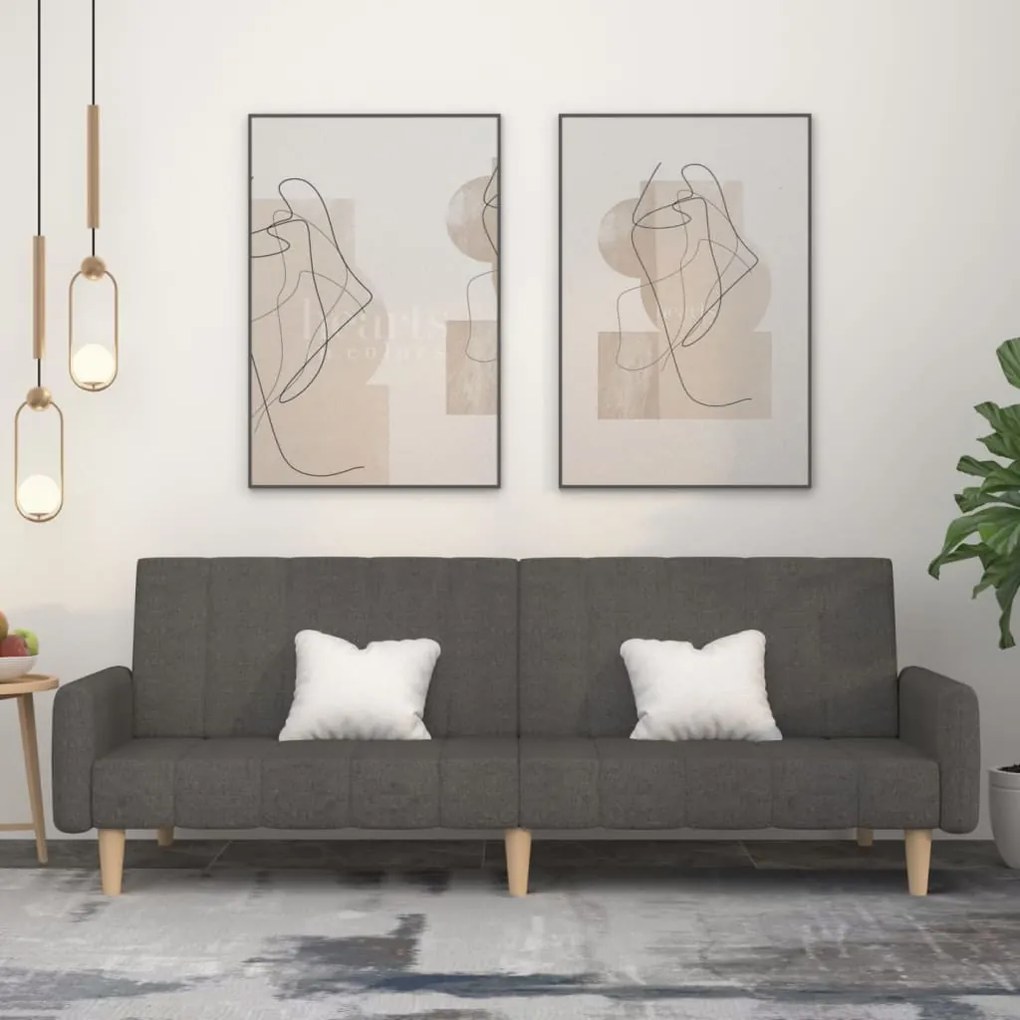 vidaXL Sofá-cama de 2 lugares tecido cinzento-escuro