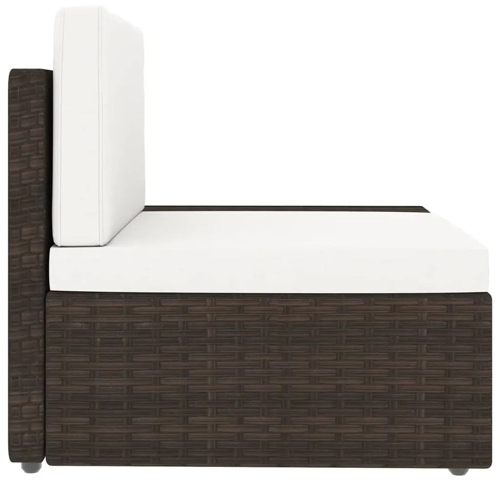 11 pcs conjunto lounge p/ jardim c/ almofadões vime PE castanho