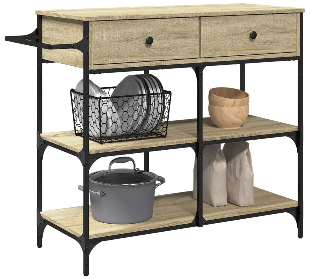 Carrinho de cozinha 105x42x95 cm deriv. madeira carvalho sonoma