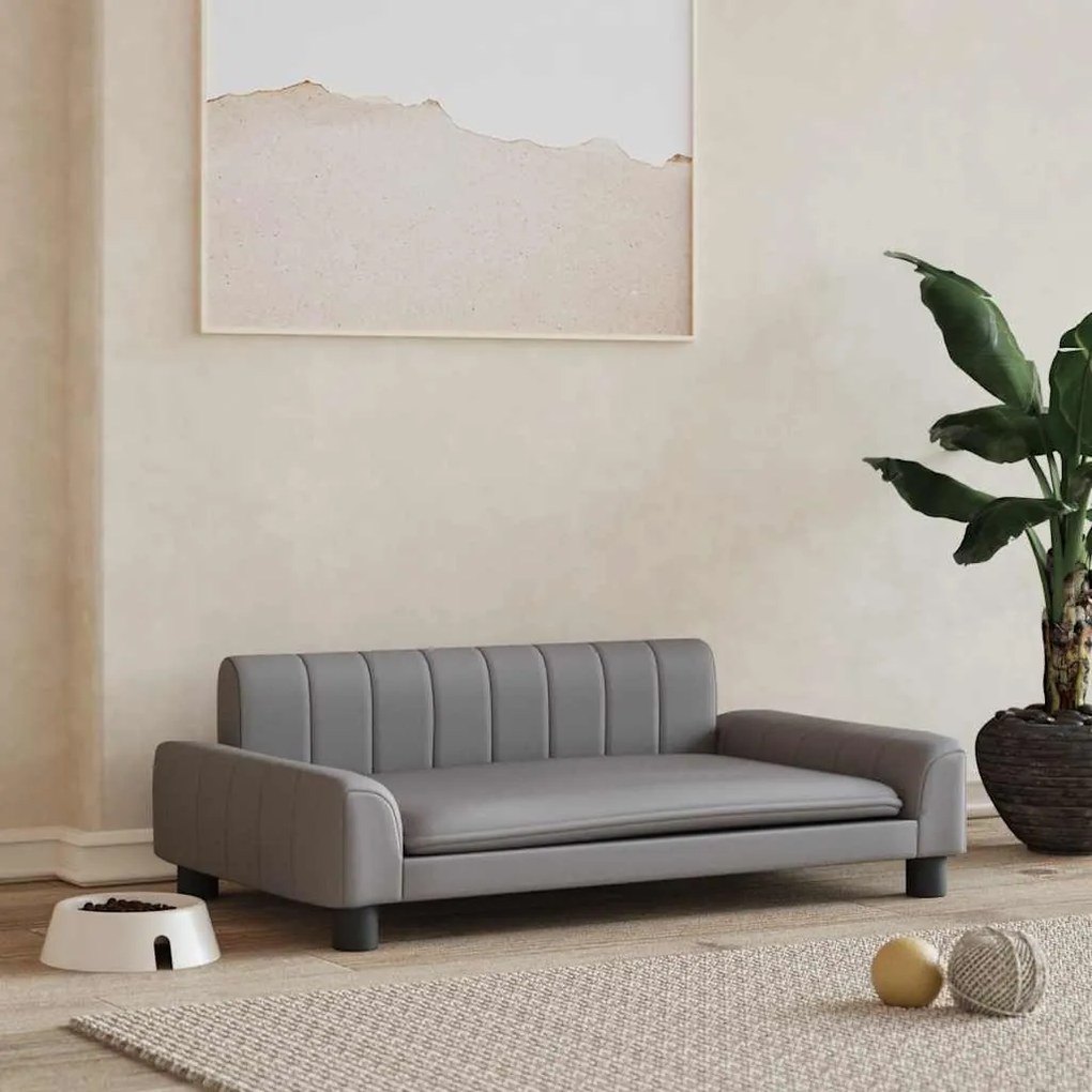 Cama para cães 90x53x30 cm couro artificial cinzento