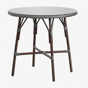 Mesa De Jardim Redonda Ø80 Cm Em Alumínio E Rattan Sintético Brielle Bistro Cinza Grafito - Sklum