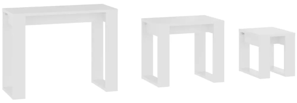 Mesas de encastrar 3 pcs madeira processada branco