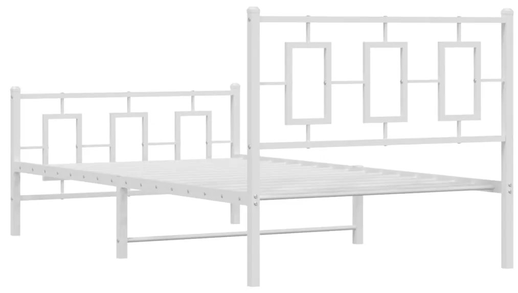 Estrutura de cama com cabeceira e pés 100x190 cm metal branco