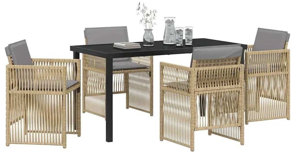 Conjunto de Jantar para Jardim de 5 Peças com Almofadas de Rattan Sint