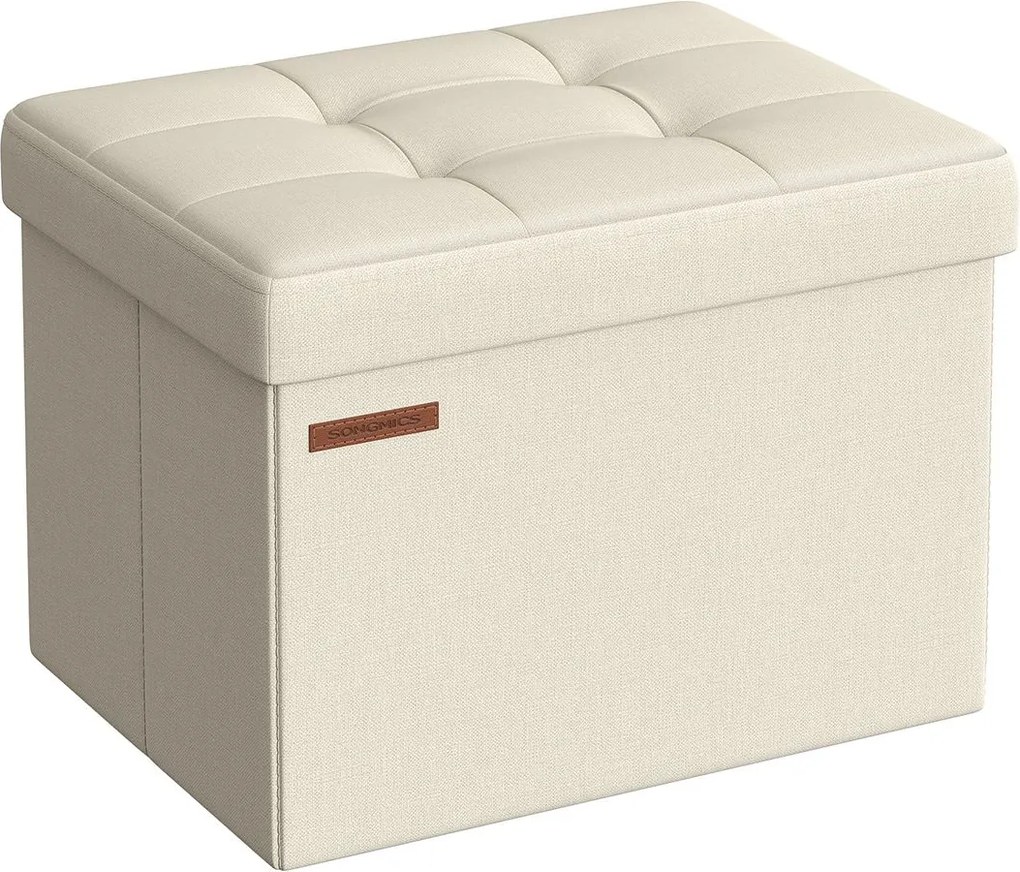 Banco rebatível com espaço de arrumação 31 x 41 cm branco creme