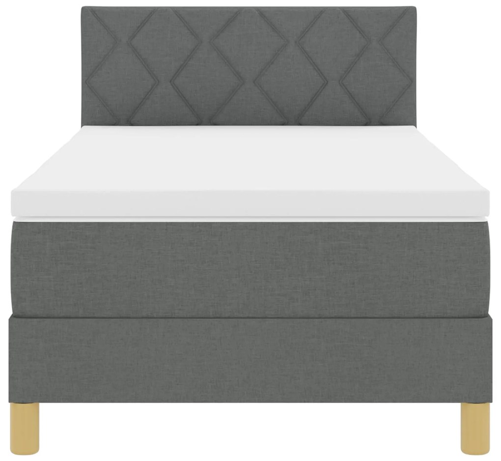 Cama Box Spring com Colchão & LED Cinza Escuro 90x200 cm Tecido