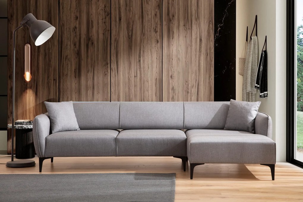 Sofá de Canto Belissimo – Cinzento – 270 x 140 cm
