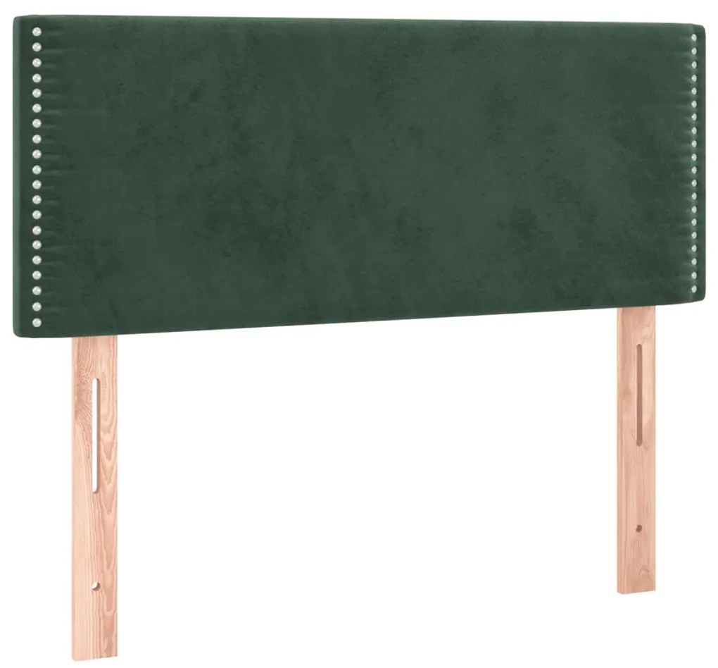 Cama boxspring com colchão 120x190 cm veludo verde-escuro
