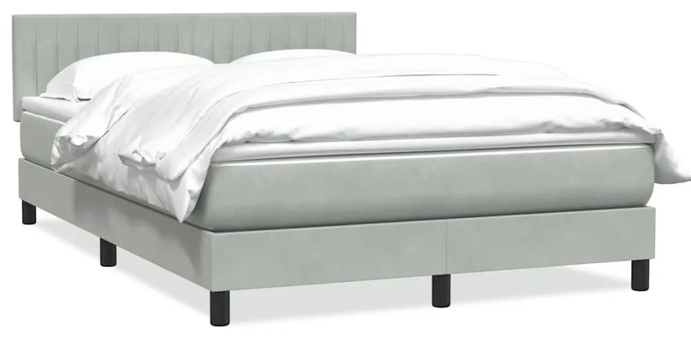 vidaXL Cama com molas/colchão 140x220 cm veludo cinzento-claro