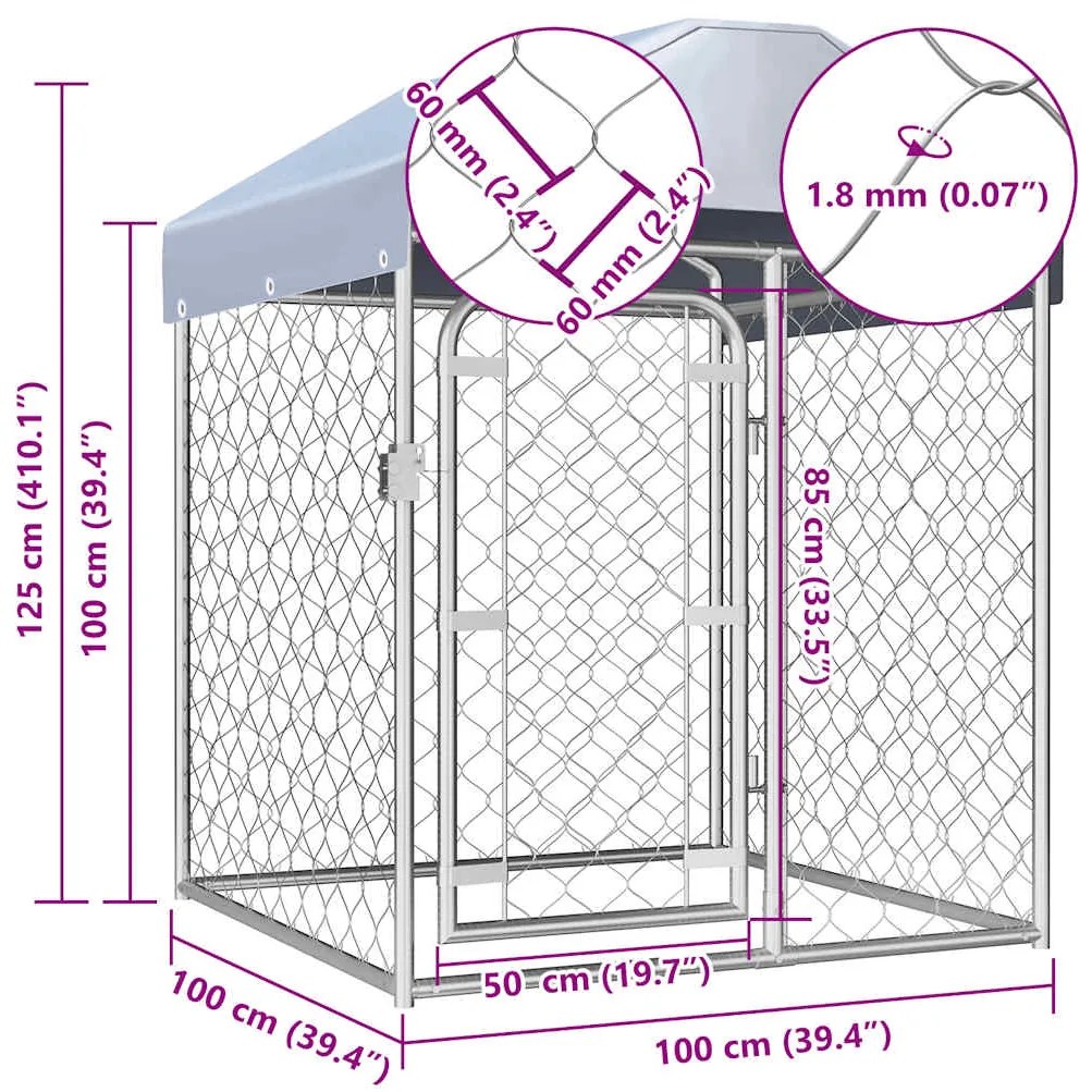 Canil de exterior com telhado 100x100x125 cm